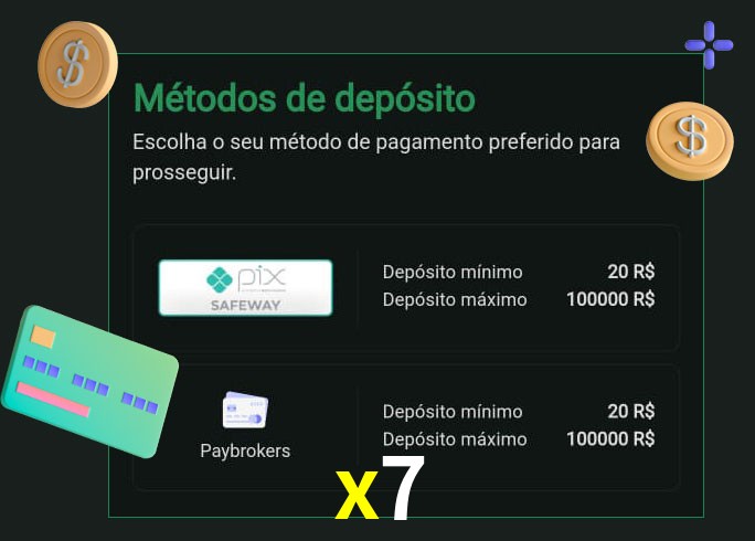 O cassino x7 oferece uma grande variedade de métodos de pagamento